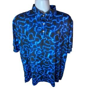 Hreski Men’s Blue Lightning Golf Polo – Size XL – Lightweight  Performance Shirt